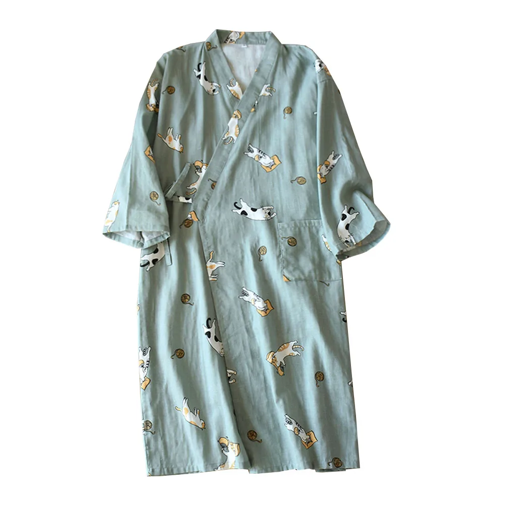 Cotton Robe Long Kimono Japanese Traditional Pajamas Women Night Gown Sleepwear Yukata Comfortable Bathrobe Home Dress