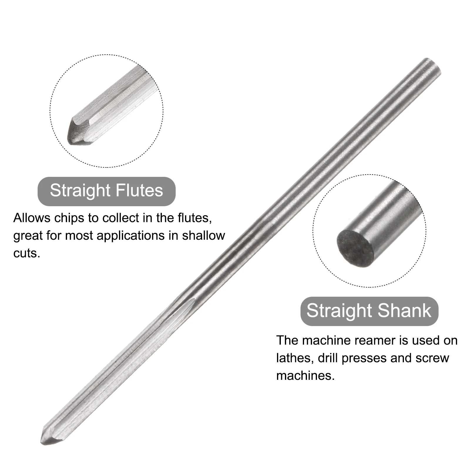 Chucking Reamer 1mm-2.5mm High Speed Steel HSS H7 Straight Flute Machine Reamer Bit For Stainless Steel Aluminum Plastic Wood