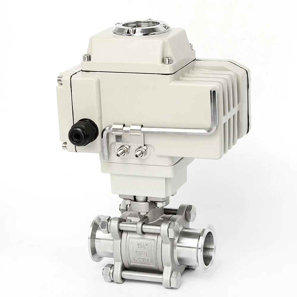 

Двухсторонний шаровой клапан с высокой платформой DN20, из нержавеющей стали, быстрое трехзажимное кольцо, электрический шаровой клапан