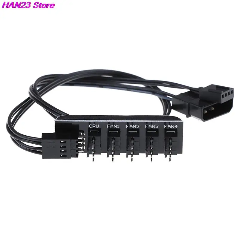 

1 to 5-Port 4-pins PWM CPU Cooler/ Case/ Chasis Cooling Fan Power Cable Hub Splitter Adapter Black Sleeved Jacket 40cm