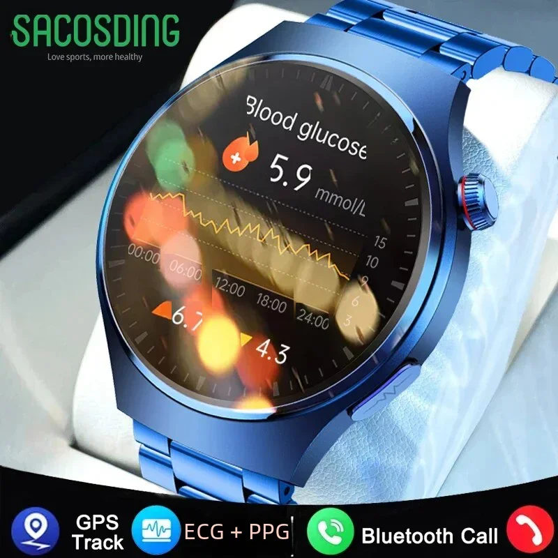 Amoled Smart Watches For Men Ecg Ppg Temperatura Corporea Blood Sugar Health Tracker Bluetooth Call Smartwatch Per Xiaomi Huawei