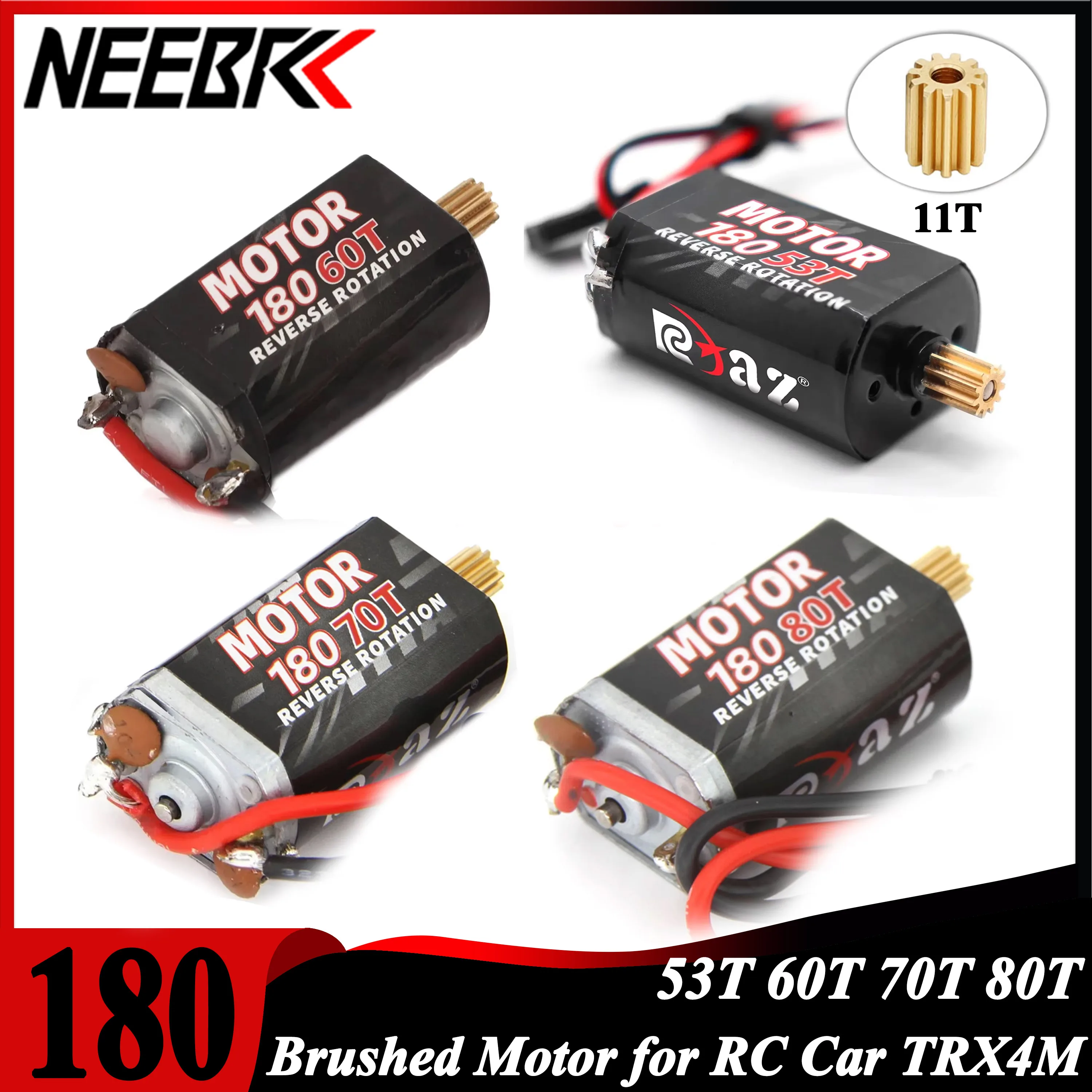 Moteur à balais NEEBRC 180 avec pignon 53T-80T pour RC Crawler 1/18 TRX4M