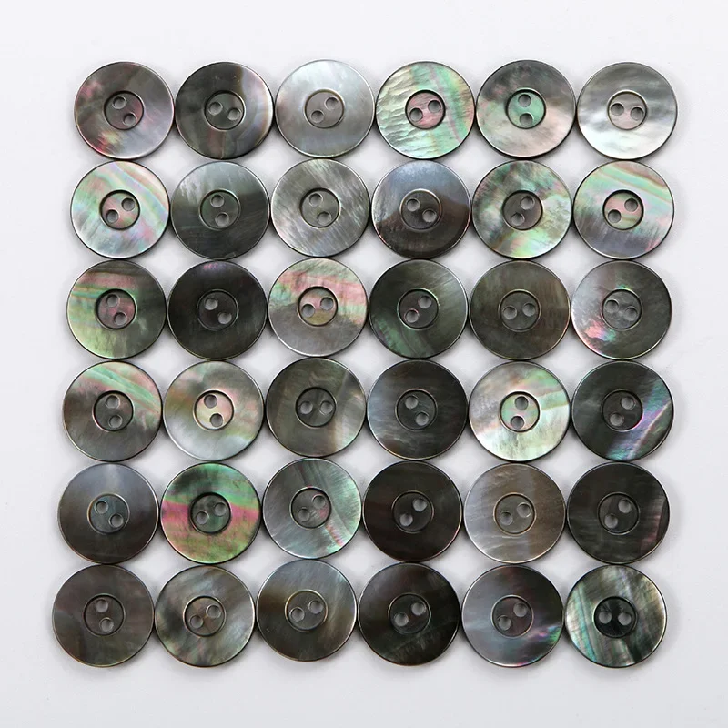 10PC Natural Black Mother of Pearl Seashell Classic Round 2-holes Flatback Buttons Dazzling Aurora Shirt Cufflinks Sewing Crafts 3