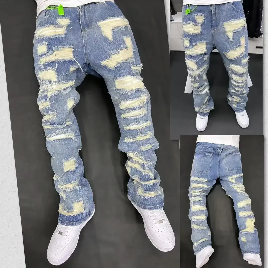 Vaqueros de estilo americano Vintage, pantalones vaqueros de corte limpio resistentes al desgaste, historia cultural de Hip Hop inspirada