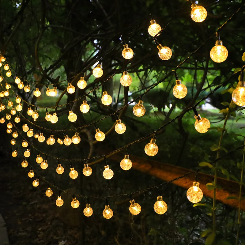 Solar Crystal Globe Ball Fairy Lamps 8 modes String Lights Outdoor Waterproof Solar Powered Patio Light For Garden Party Decor string lights led fairy lights