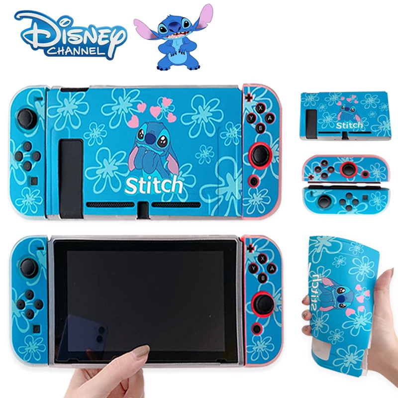 

Disney Stitch Switch Game Console Protective Cover Anime Action Figure Mickey Minnie Cartoon DIY Protective Shell Birthday Gifts