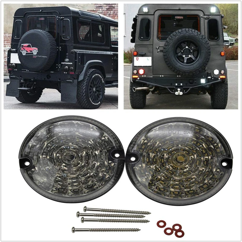 

2pcs Smoke Lens Led Lamp for Land Rover Defender 90 110 2001-2016 White+Red LED Light Fog Lamp 95mm Reverse Light