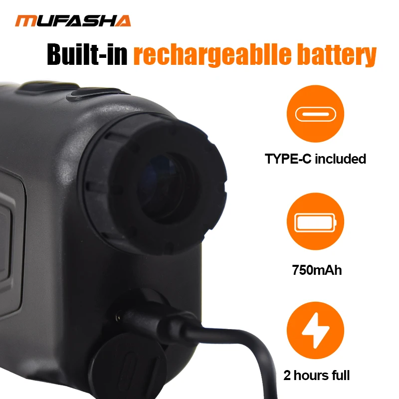 Laser Rangefinder MUFASHA Hunting&Golf Ramp Compensation Angle Height Measurement Vibrations Feedback Type-C laser rangefinder,distance meter
