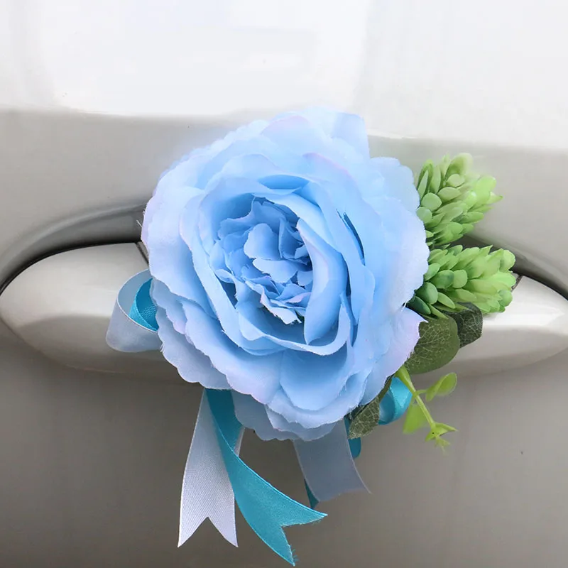 Fiore artificiale creativo decorazione per auto da sposa maniglie per porte a fiori accessori per la decorazione dello specchietto retrovisore oggetti di scena per il matrimonio regali  34