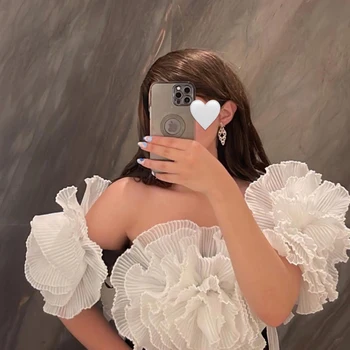 Elegant Black and White Mermaid Dress with Cape 3D Flowers Saudi Arabia Dubai Women Wedding Party Gowns 2024 F018 2