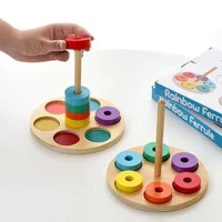 Children Montessori Rainbow Blocks Toy Color Shape Matching Stacking Game Educational Wooden Toy For Toddler Fine Motor Training 1