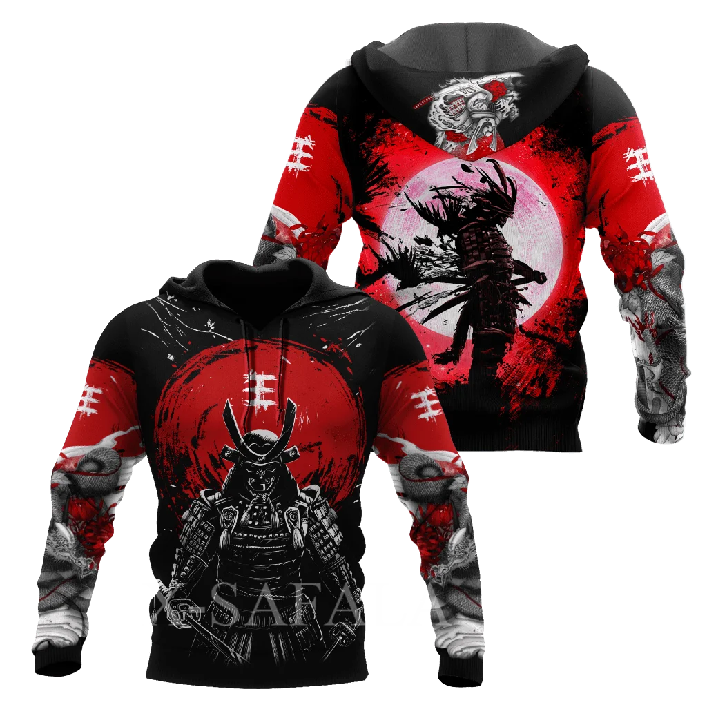 Men's Japanese Ninja Samurai 3d Print Hoodie Harajuku Street Jacket Sweatshirt Fashion Oversized Loose Hoodie