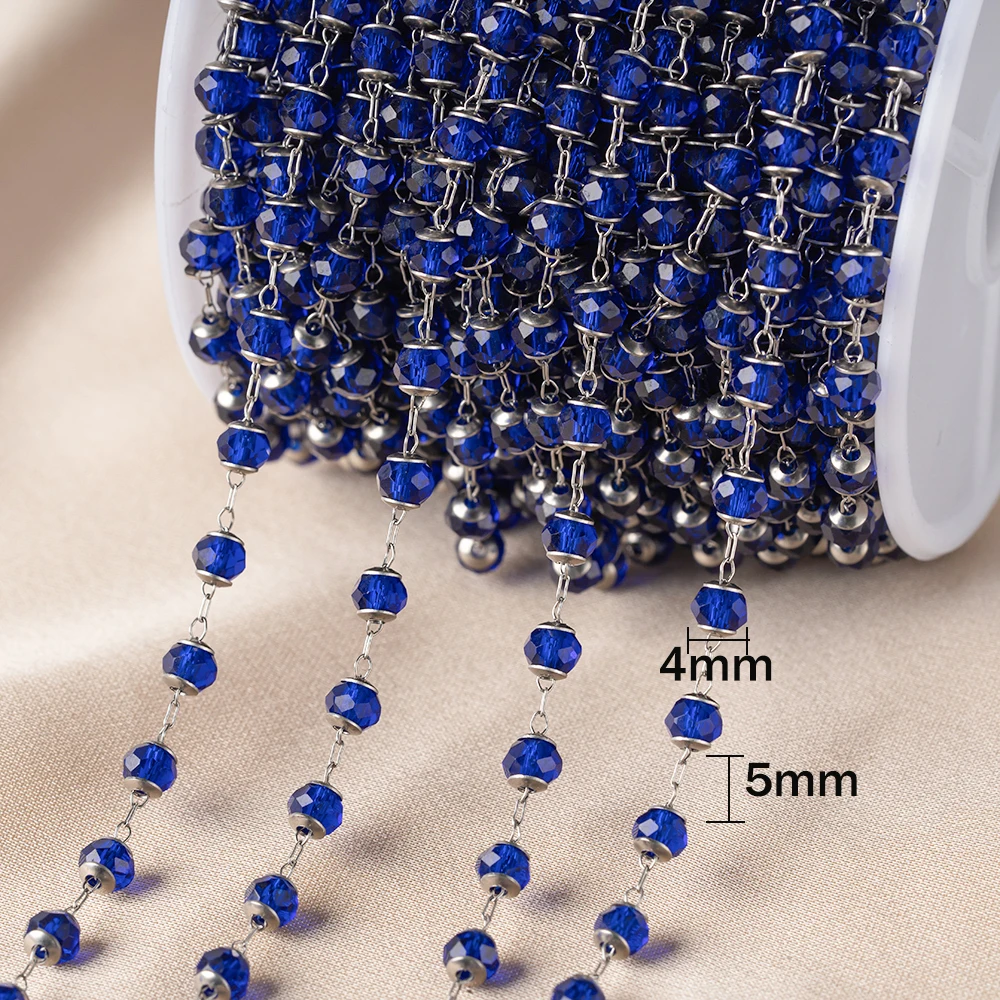 Stainless Steel Beaded Chain for DIY Jewelry Making - 1 Meter Crafting Accessory
