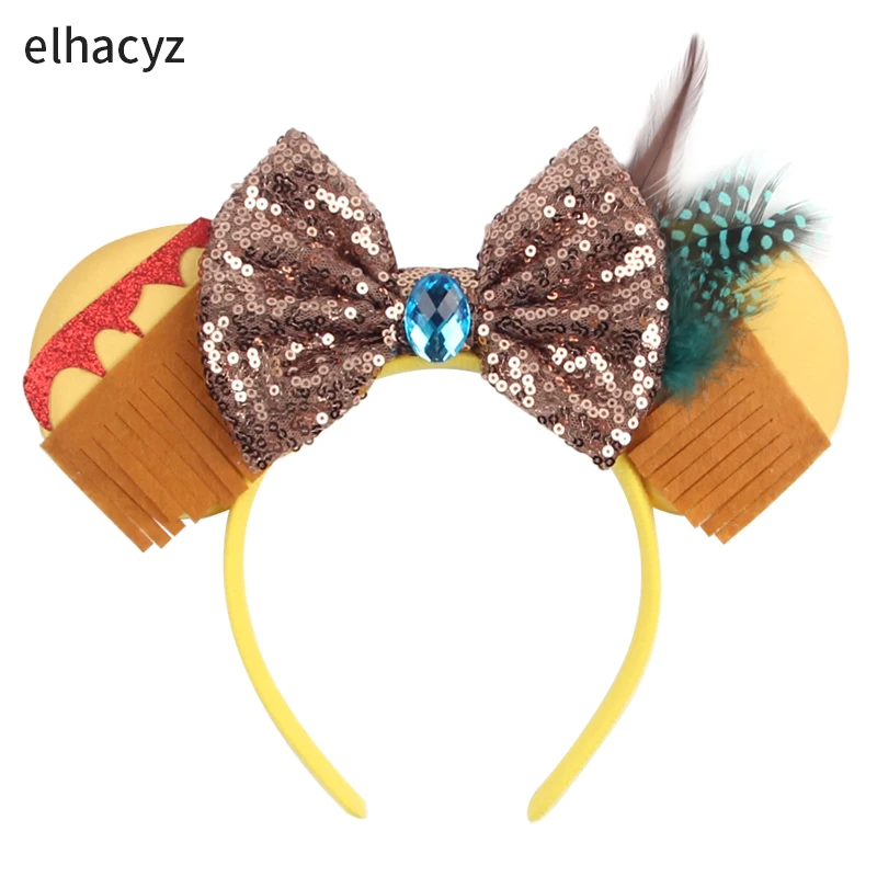 Glitter Mouse Ears Headband para mulheres, lantejoulas 5 