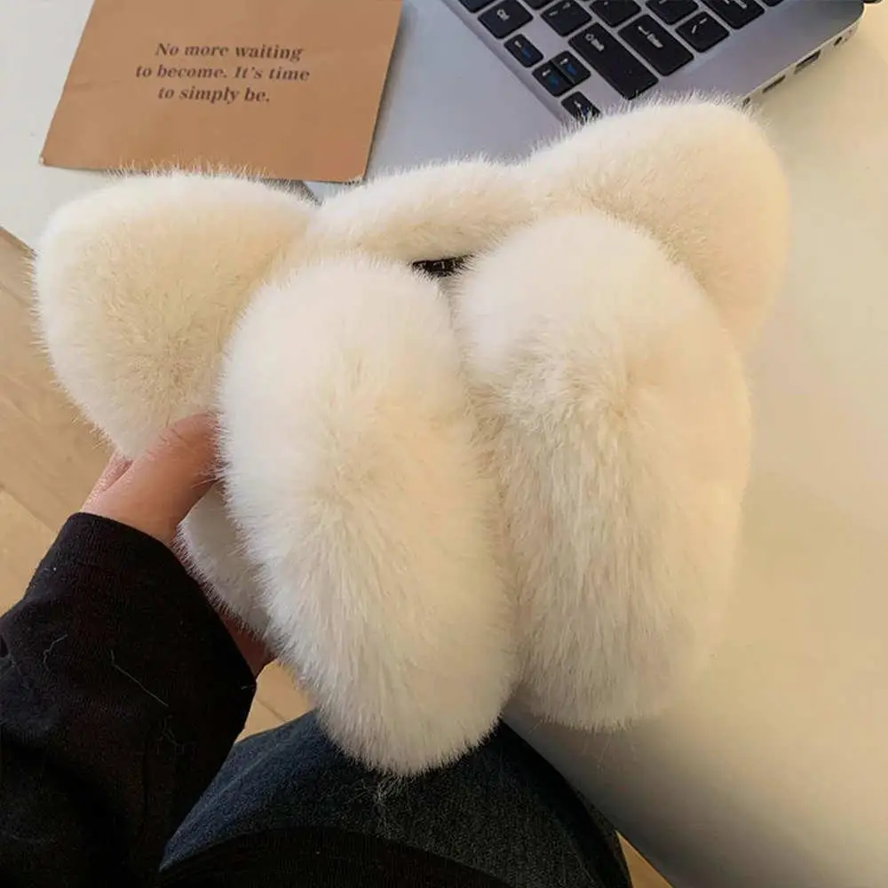Cute Cat Earmuffs For Women Girls Korean Winter Plush Warm Ear Warmers Retractable Foldable Soft Furry Earlap Cycling Ear Covers
