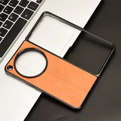Luxury Leather Back Case - Premium Car Line Design for OnePlus Open (Orange)