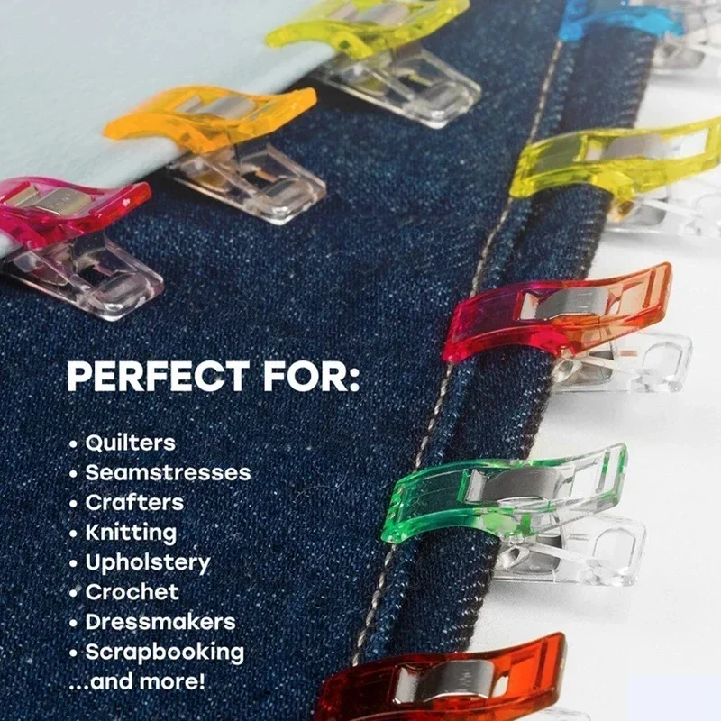100pcs DIY Patchwork Colorful Plastic Clothing Clips Holder Fabric Quilting Craft Sewing Knitting Garment Clips tools sewing clips garment clips plastic clips clothes clips