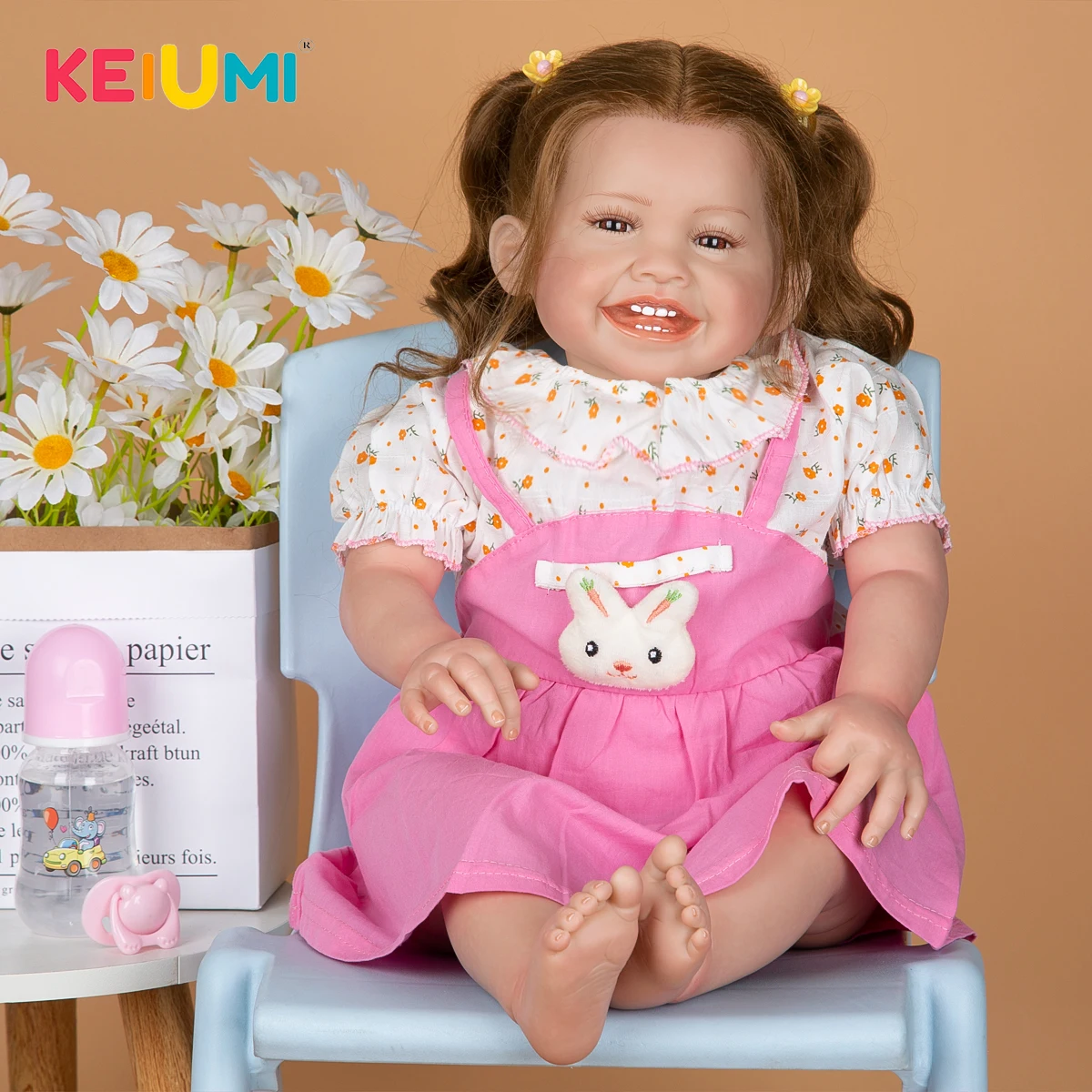 

Кукла реборн KEIUMI 60 см тканевая, кукла для девочек с волосами из корней рук, подарок для детей, для малышей