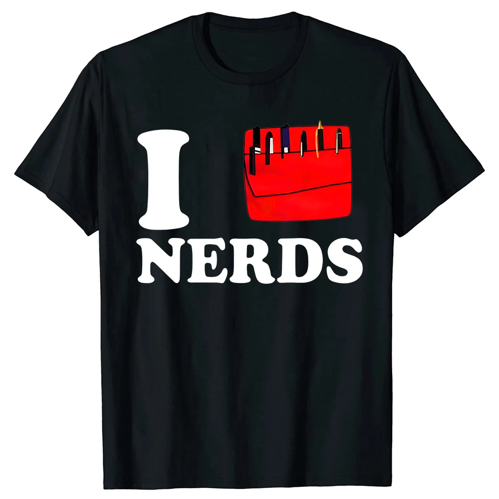 Lustiges „I Love Nerds“-T-Shirt aus 100 % Baumwolle für Herren und Damen, modisches bedrucktes T-Shirt, locker sitzendes, übergroßes Streetwear-Hip-Hop-Unisex-T-Shirt