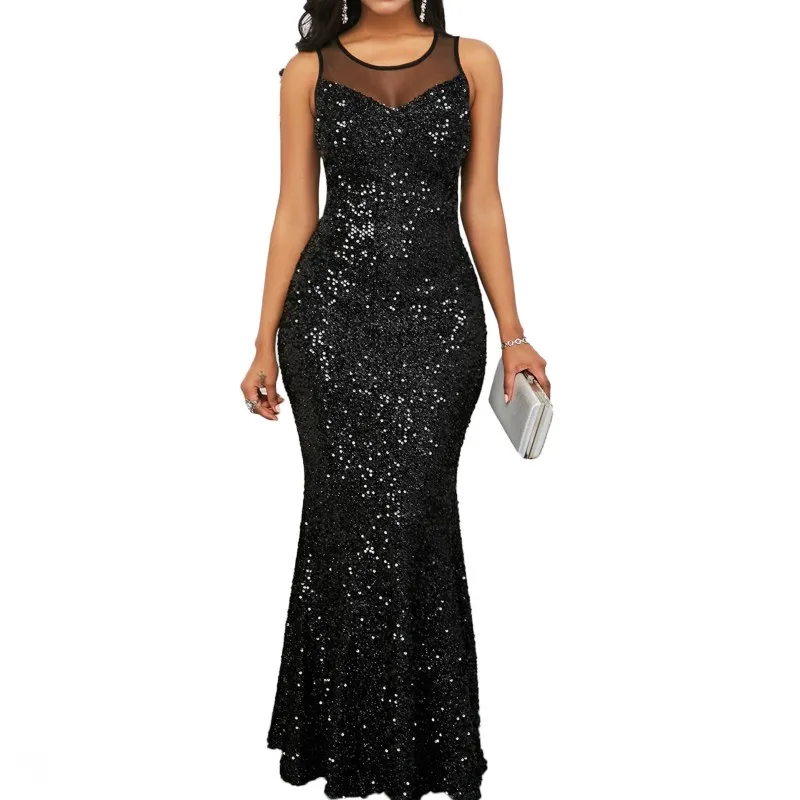 Sexy Sheer Sequin Long Dress 2022 Summer Women