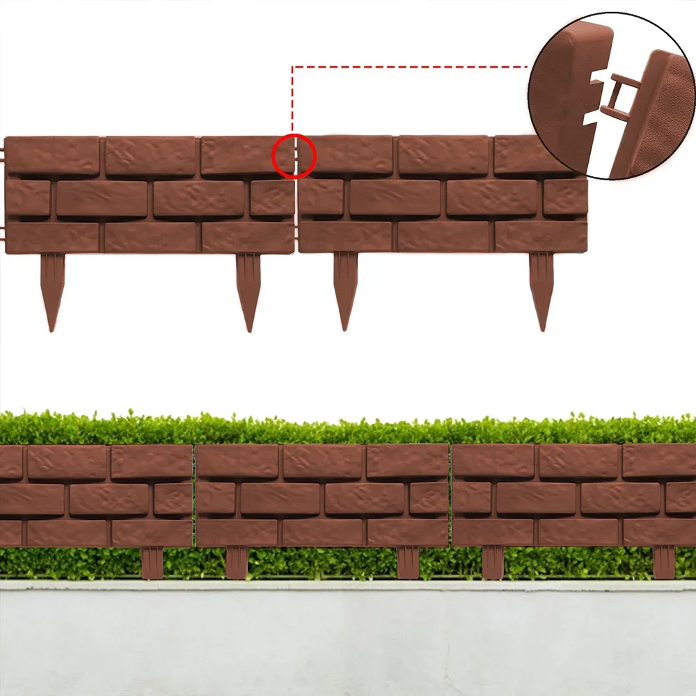 1/4pcsFence Garden Edge Imitation Stone Brick Lawn Plants Flowers and Plants Support Pile Decoration Edge Outdoor DIY
