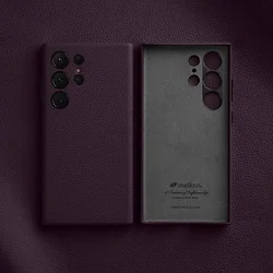 Melkco Luxury Genuine Cowhide Leather Protective Hard Case with Camera Lens Guard - S24Plus (PurPle)