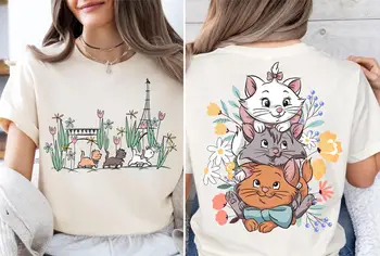 Women Summer Cartoon New T-Shirt The Aristocats Shirt Marie Toulouse Berlioz Cats Tee Y2K Street Fashion Casual Versatile Top 1