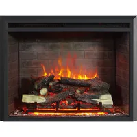 Electric Fireplace Insert with Log Speaker, Designed for Stud, Wood Burning Opening, Cabinet & Wood Mantel, Remote Control 1