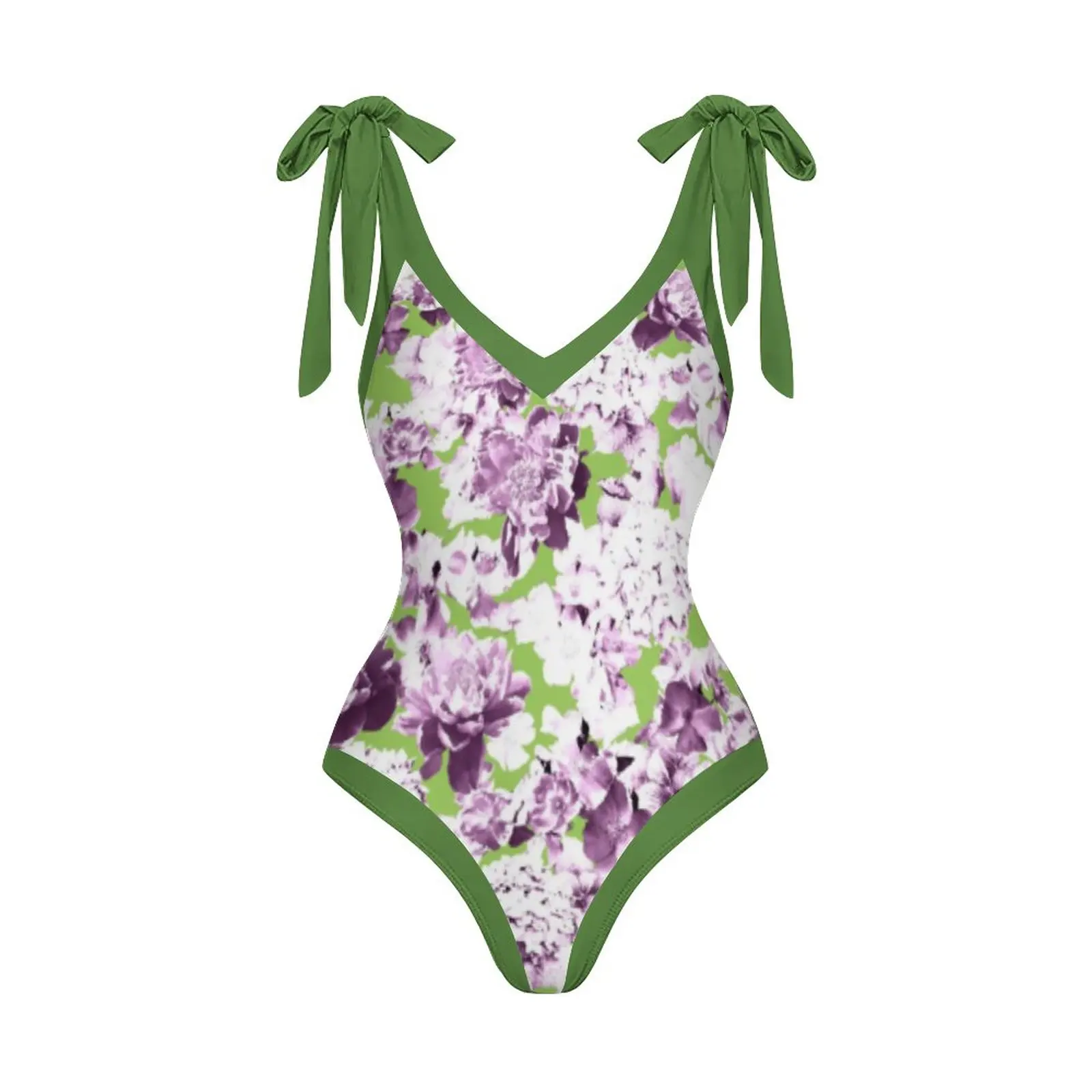 V-Neck Print Women's Swimwear One-Piece Swimsuit and Cover Up Sexy Praia Outfits Backless Beachwear New Monokini 2024
