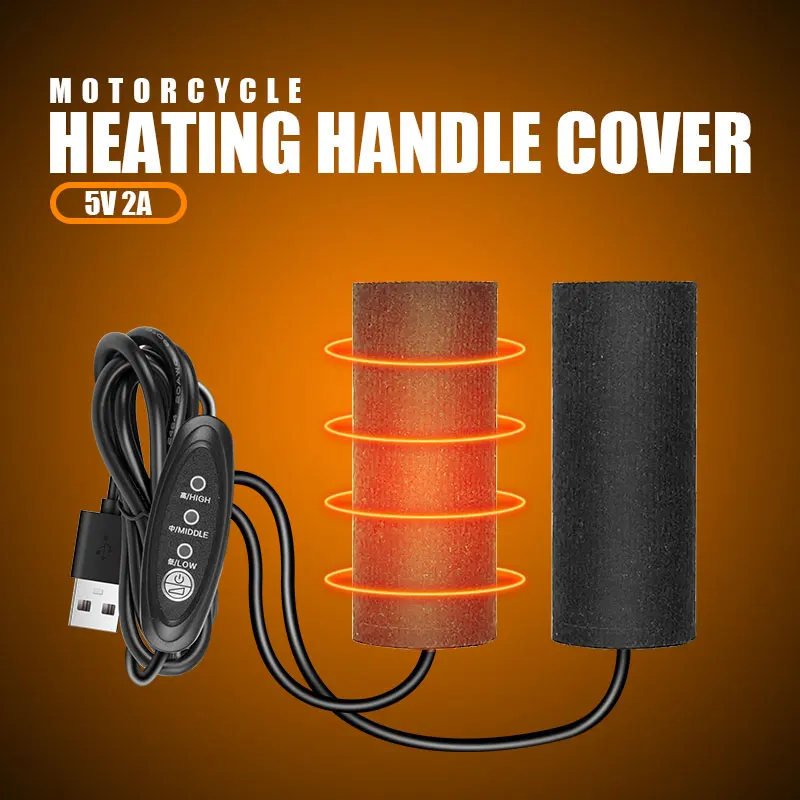 Motorcycle Heated Handgrips 5V 2A USB 3 Gear Warmer Electric Heated Grip Cover Anti Vibration Heating handle for Scooter Bicycle
