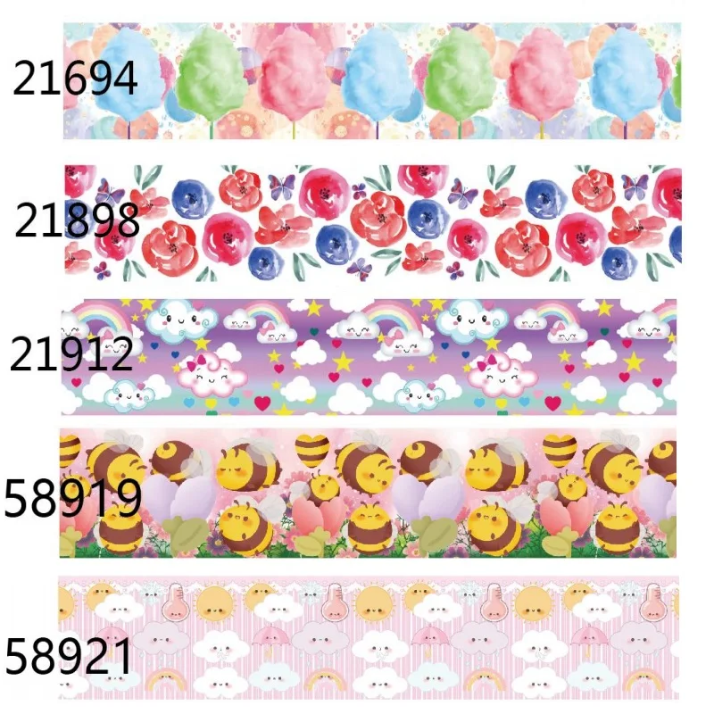 

10yards Flower Bee Decorative 25mm Grosgrain Ribbon to Make Bows DIY Accessories Crafts Sewing Materials