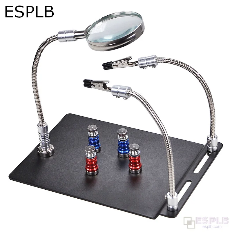 ESPLB Magnetische Lupe PCB Platine Halter Flexible Arm Löten Dritte Hand Schweißen Station Lötkolben Ständer
