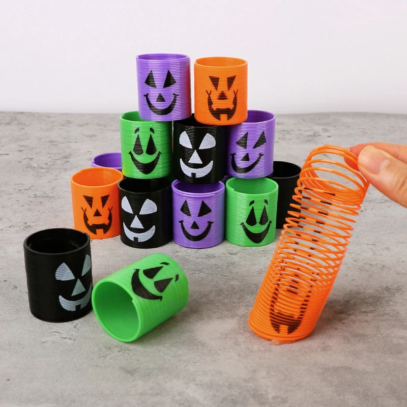 12/24pcs Halloween Theme Coil Springs Toys Kids Halloween Party Favors Trick or Treat Gifts Boy Girl Birthday Goodie Bag Fillers