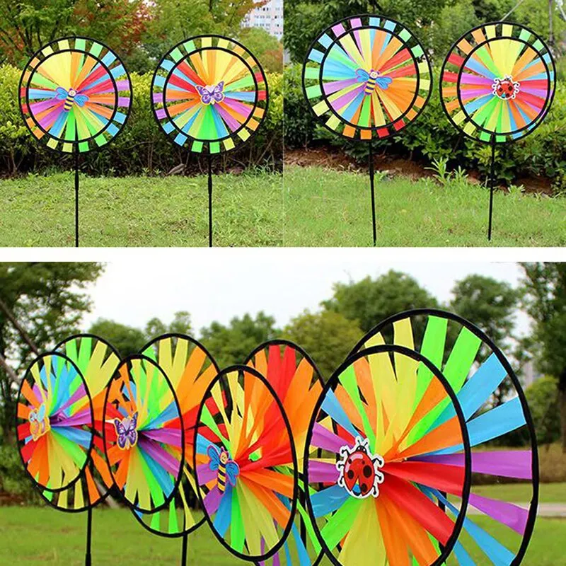Colorful Polyester Wheel Windmill for Children Outdoor Activities and Garden Decoration 1pc