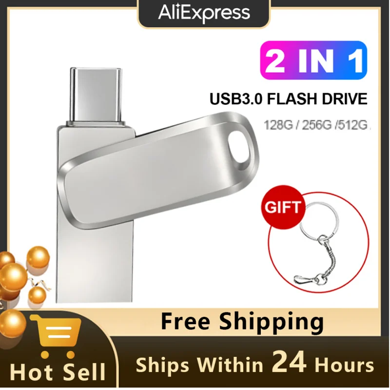Pen Drive In Metallo Da 128Gb Usb 3.0 Otg Usb Flash Drive Per Iphone Ipad Android 512Gb 256Gb Mini Pendrive 2 In 1 Memory Stick Per Pc
