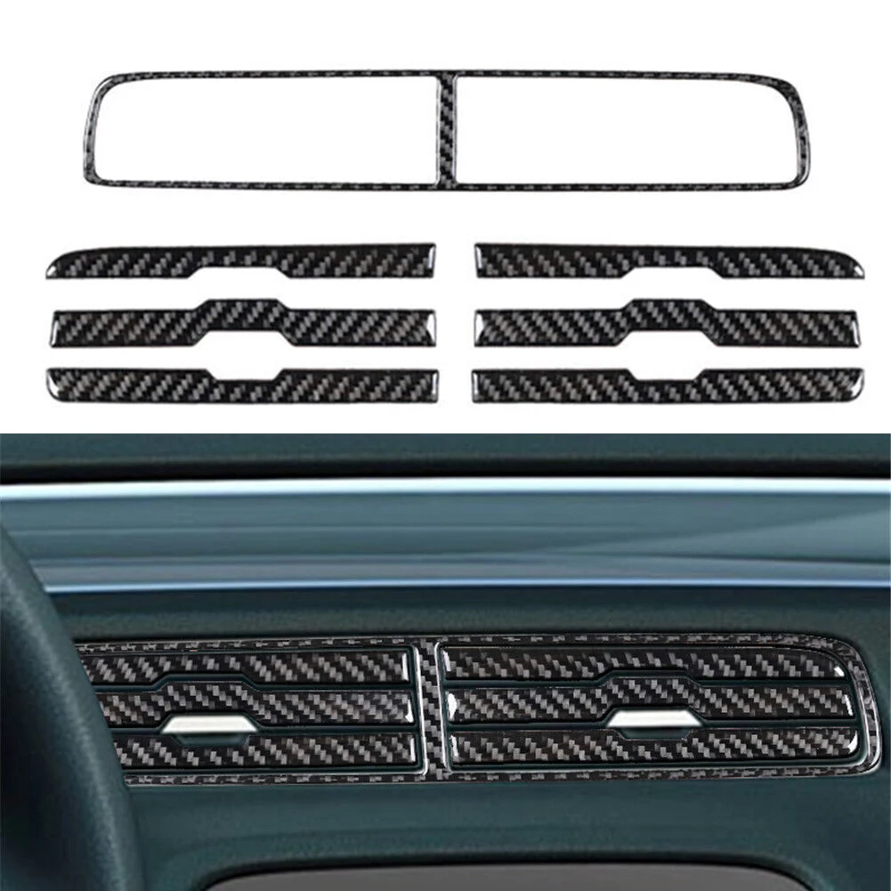 

7 шт. для Chevrolet, Camaro 2010-11 Центральная решетка вентиляционного отверстия из углеродного волокна, отделка крышки решетки из углеродного волокна