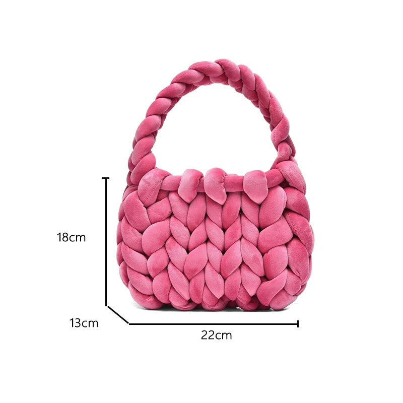 New Velvet Bag DIY Hand Woven Bag Crystal Velvet Core Spun Yarn Woven Bag Hand-held Mailman Velvet Handbag New