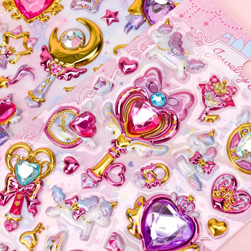 3D Diamond Gemstone Stickers Children's Girls Princess Magic Stick Shiny Stickers DIY Phone Case Decorative Diy Paste Material