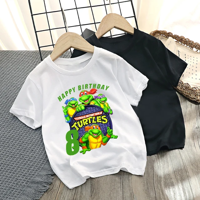 Teenage Mutant Ninja Turtles Number Baby Clothes Boy Girl Birthday Short  Sleeve T Shirt Anime Printed