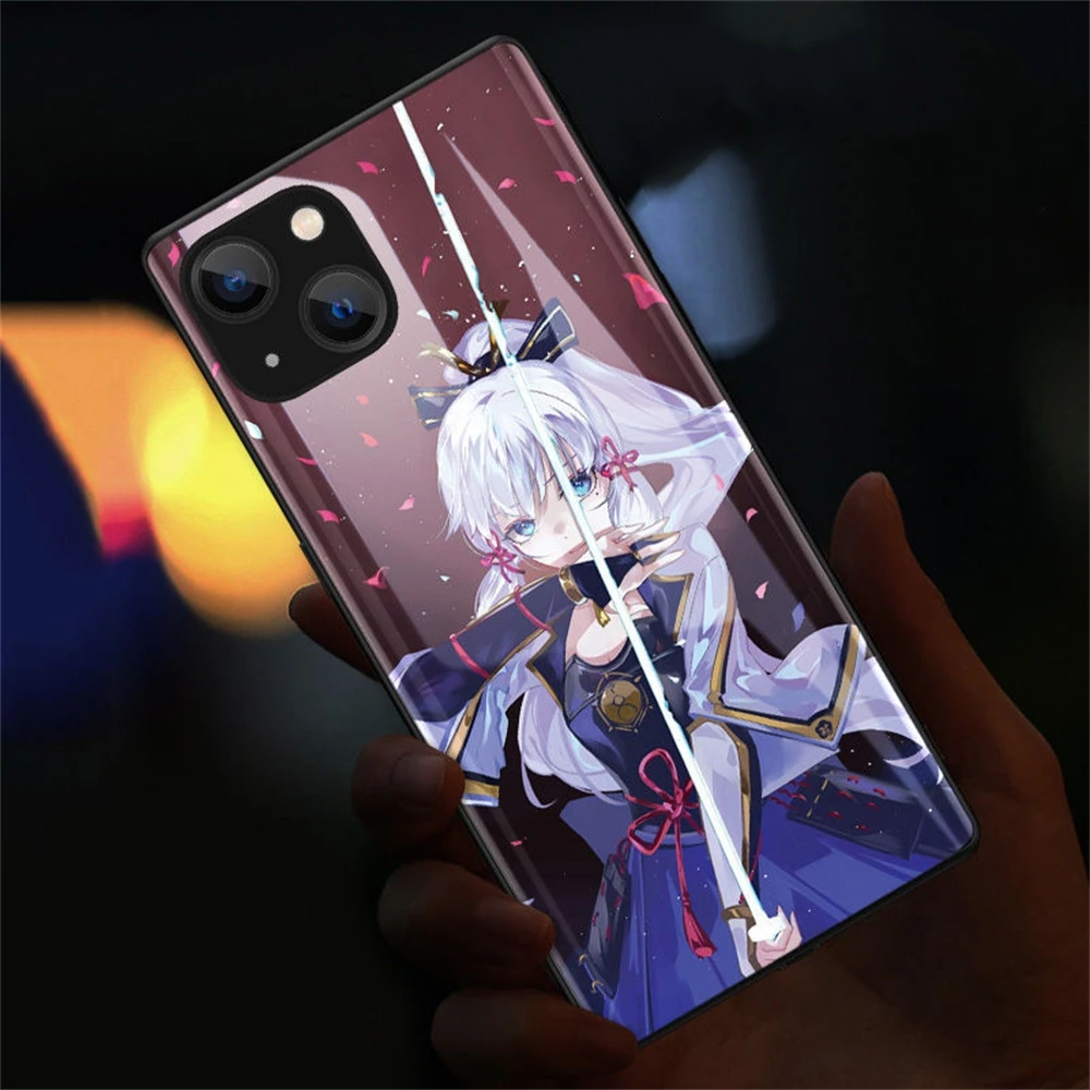 Custom Logo Led Phone Case Call Flashing Light Up Glass Game Role Shell