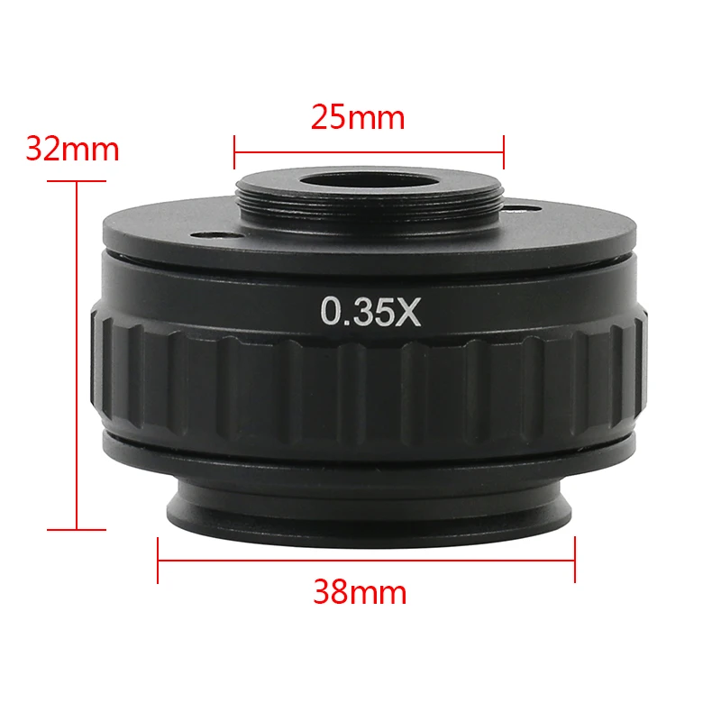 0.35X 0.5X Adapter Lens 1X Tube Adjustable Focus 38mm To C Mount Trinocular Stereo Microscope Camera Adapter