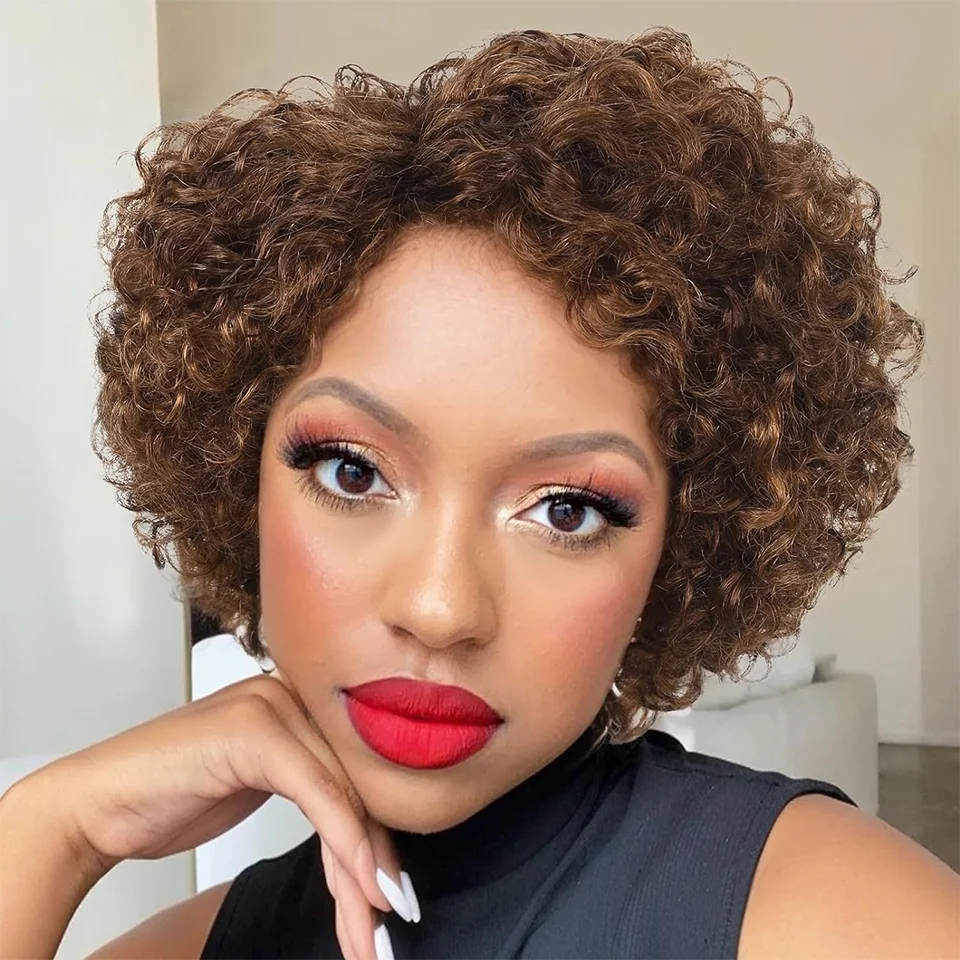 Short Bob Wig Pixie Cut Wig Curly Human Hair Wigs For Women Non Lace Front Transparent Deep Wave Lace Preplucked Hairline human hair wigs