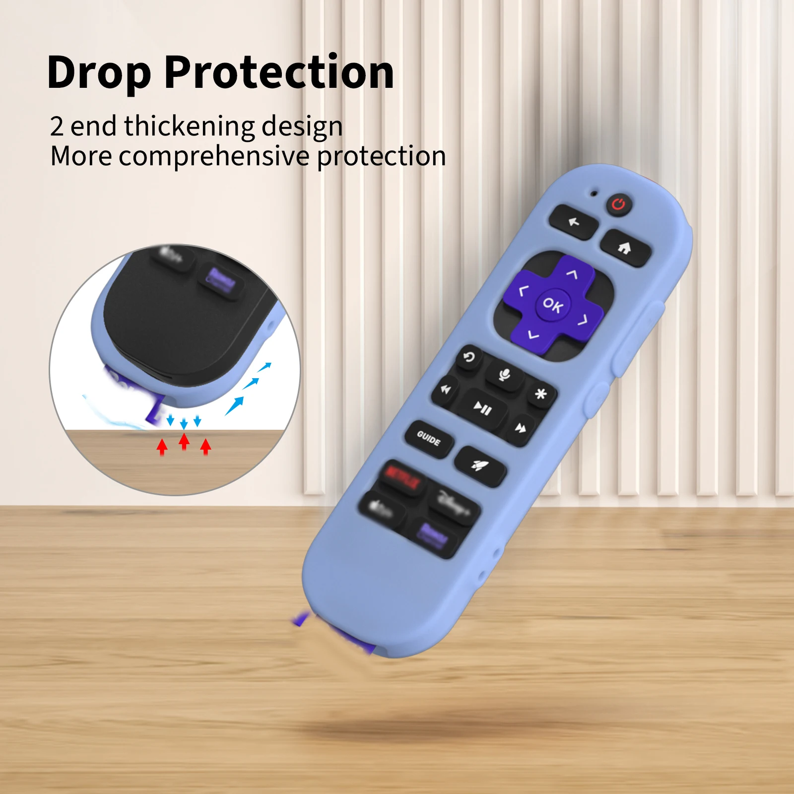 Silicone Remote Case Silicone Remote Cover Silicone Remote Sleeve Remote Controller Cover Silicone Case Protector Silicone Protective Control Case for Rokutv Remote Control Cover for Roku Streaming Voice Remote Pro (2nd edition)/RCB1R /RCOS1