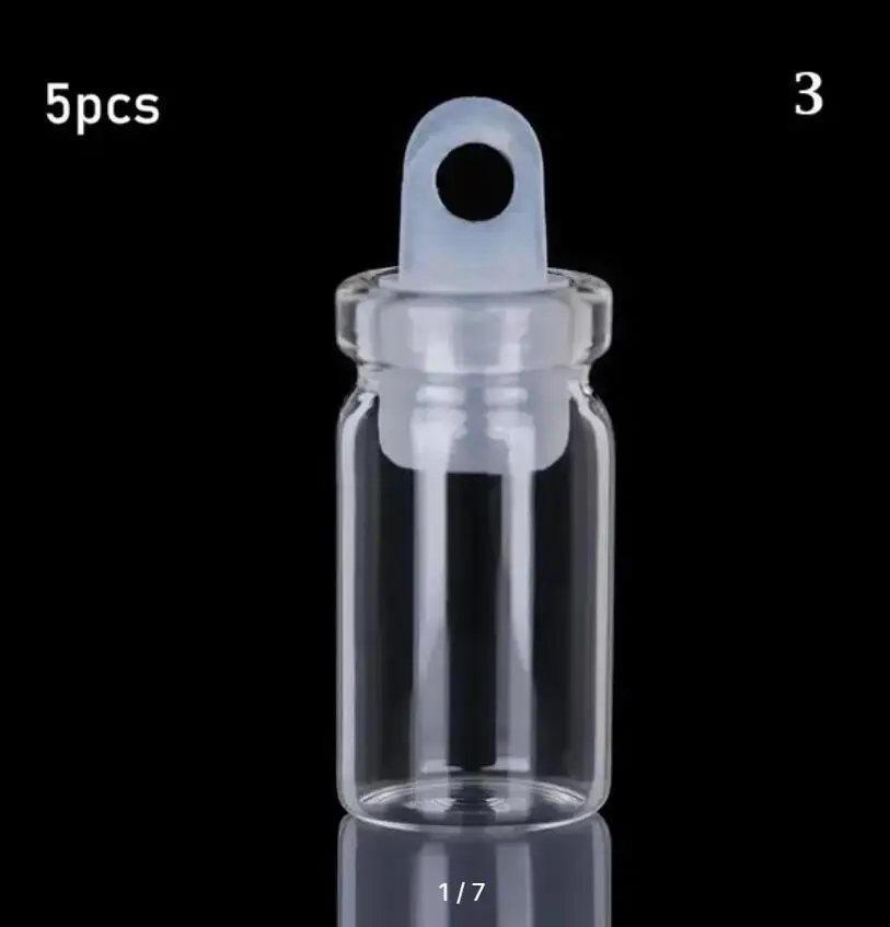 Small Drift Bottle Glass Jars Decoration Mini DIY Containers Message Vials Ornaments Cork Stopper Rainbow Wishing Bottle 5Pcs