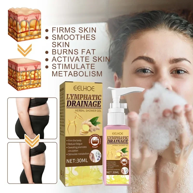 Women Lymphatic Drainage Herbal Shower Gel 30ml Slimming Weight Loss Deep Cleaning Body Wash sculping firming skin Shower Gel body wash