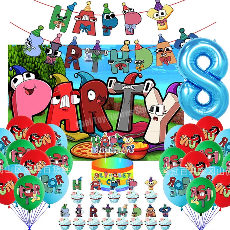 Cartoon Vinyl Custom Alphabet Lore Party Backdrops Alphabet Background Wall  Cloth Baby Shower Boy Girl Birthday Party Decoration