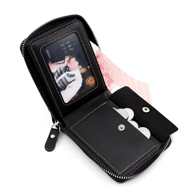 mens wallet New Men's Short Korean Style Zipper Bag Coin Pocket Card Holder Party Bag Credit Card Holder Rfid