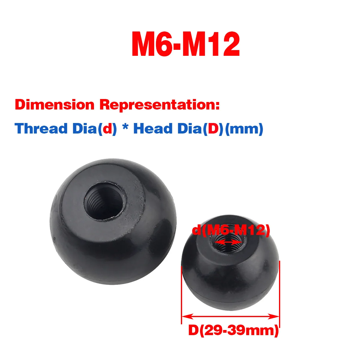 

M6 M8 M10 M12 Spherical Type Head Hand Clamping Nuts Knob Plastic Thumb Nuts