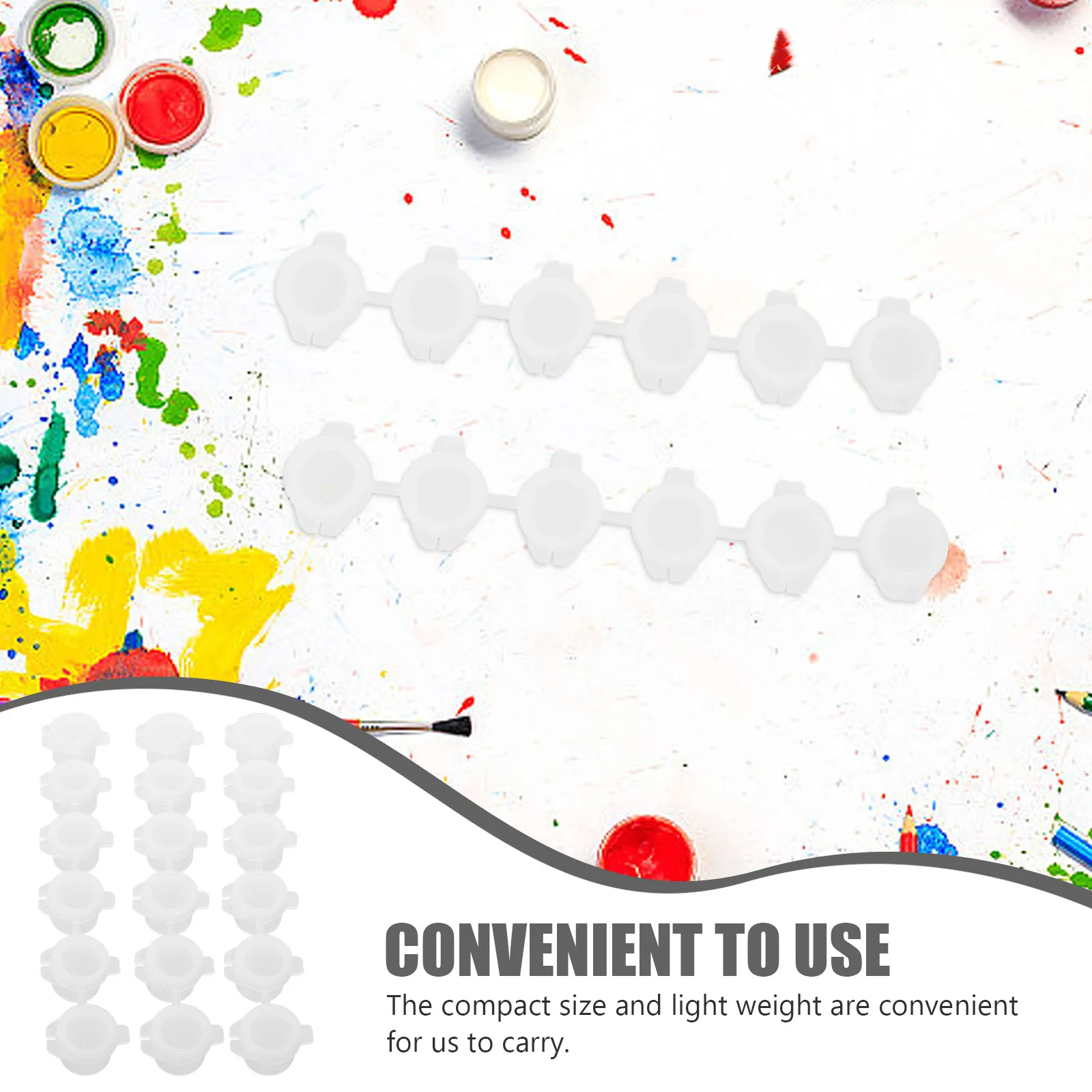 30Pcs 빈 페인트 포트 스트립 투명한 작은 페인트 컵 보관 용기 휴대용 페인팅 예술 공예 용품 빈 용기