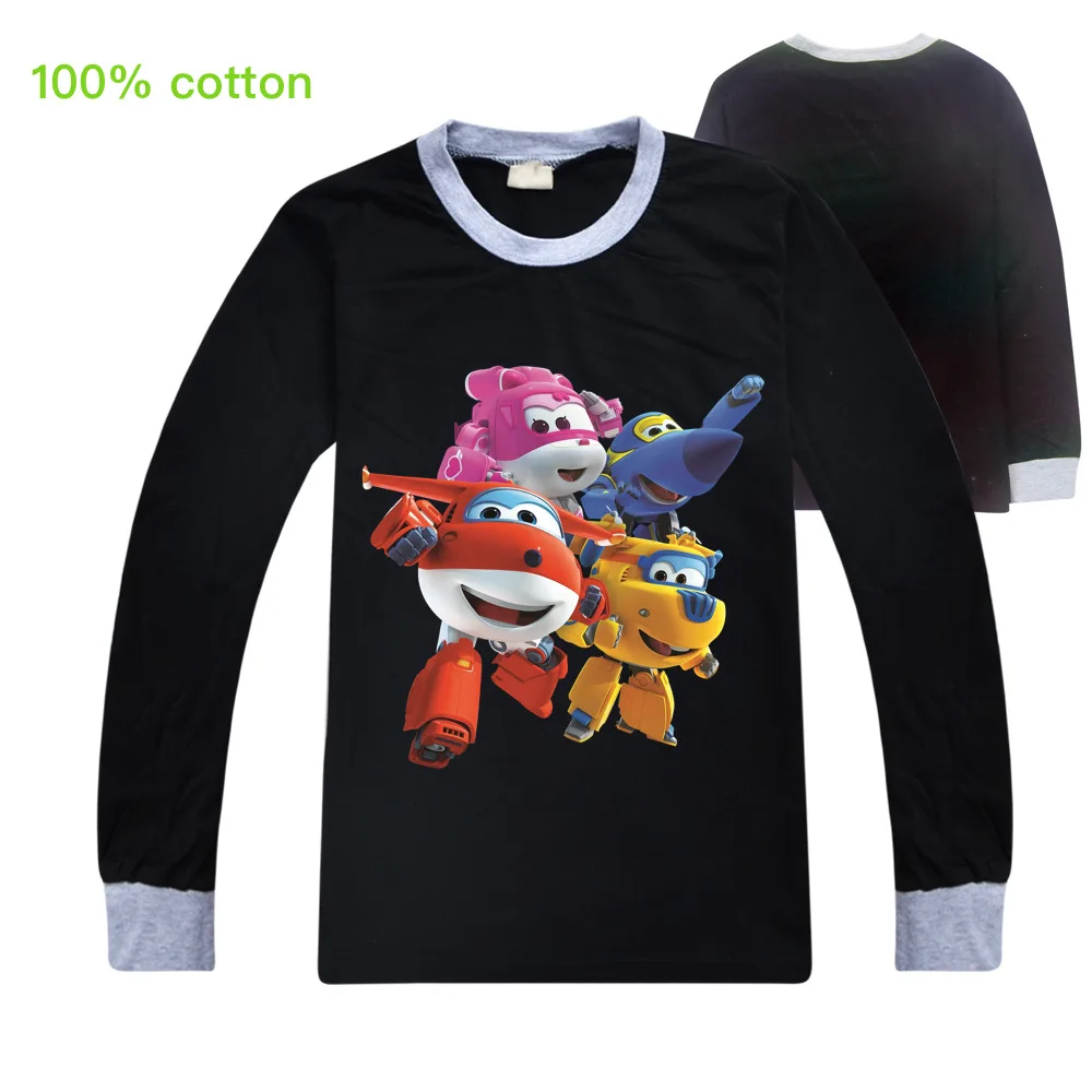 

Toddler Girls Super Wings Sweatshirts Kids Jett Airplane Sleepwear Baby Boys Long Sleeve T Shirt Children Cotton Home Wear Tops